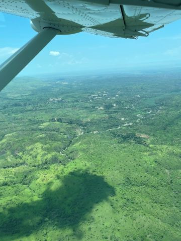 A missions plane flies over eastern DRC