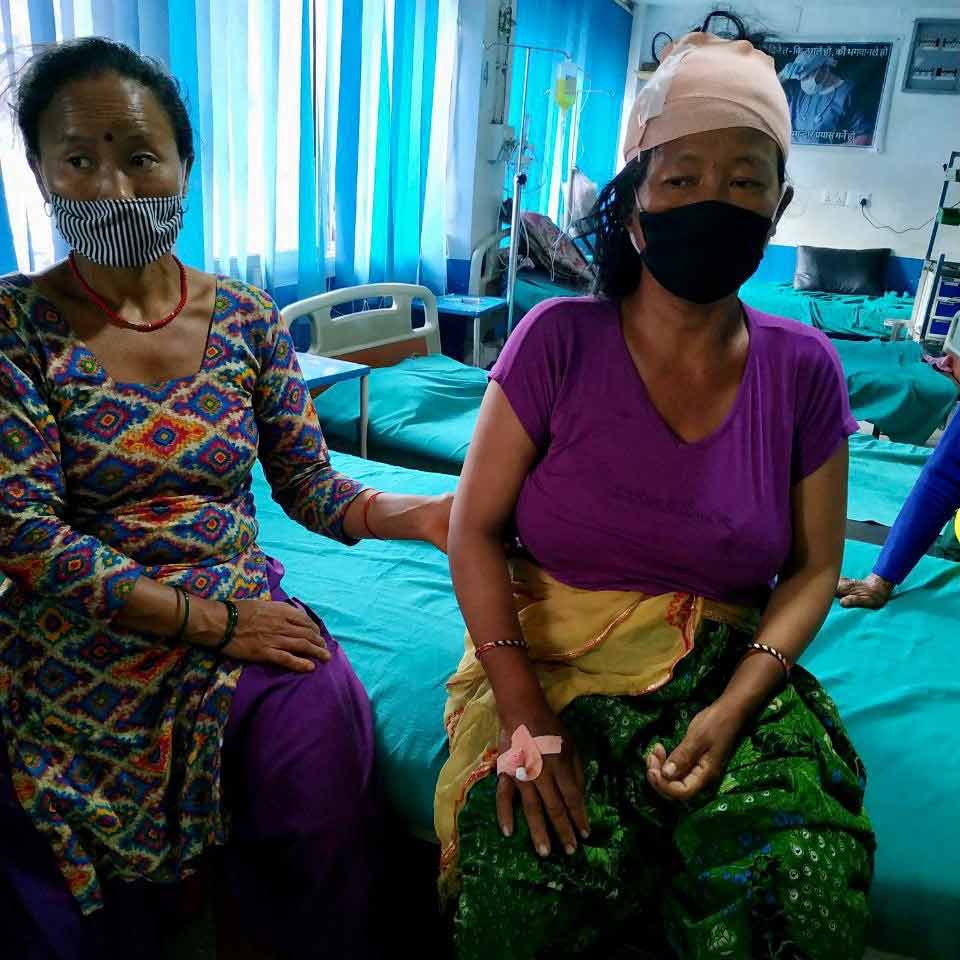 Miriamu at the hospital after receiving treatment.