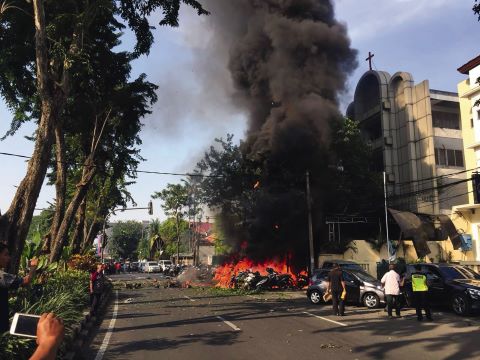 Suicide bombers attacked Surabaya Central Pentecostal Church in 2018 in Indonesia.