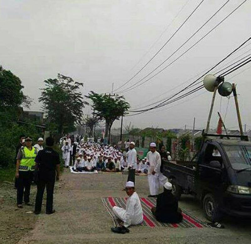 Muslim protesters use blockades and loudspeakers to disrupt Christian worship services.