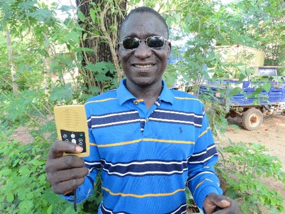 Abdoulaye uses a new audio Bible as he studies to become a pastor.