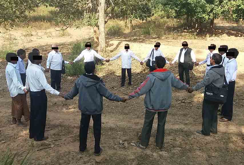 The believers prayed at the well location before construction began.