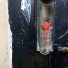 Authorities placed a seal on the doors of one of the closed churches.