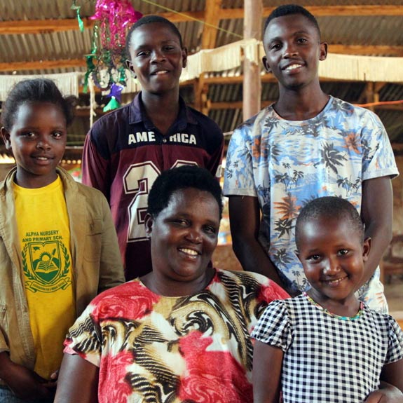 Betty and her family in the former bar.