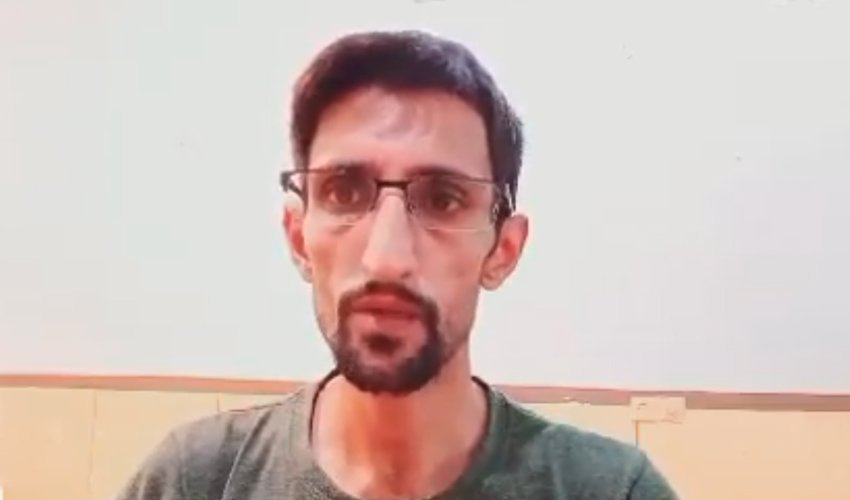 A screenshot from a video Ebrahim Firouzi released before his re-arrest. (Credit: Article18)