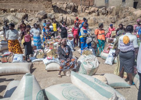 Nigerians driven from their homes and living in a camp for internally displaced peoples.
