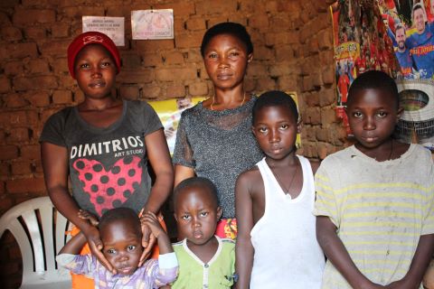 Hanifah Masika, 40, with her family. Hanifah's husband chased her from their home when he discovered her going to church.