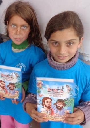 Two of the children who received Bibles