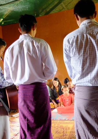 Frontline workers meet with local believers in Myanmar.