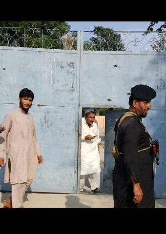 The main gate of the Christian colony in Peshawar, Pakistan where Islamic extremists killed Samuel Masih and wounded five others. (World Watch Monitor)