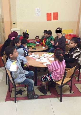 A small number of the Syrian refugee children in Lebanon who are being helped by people like Rima and others at the school.
